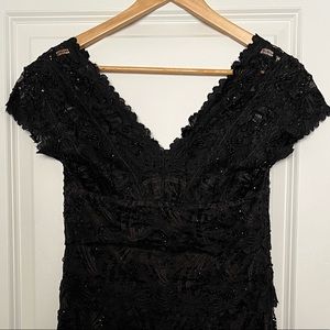 Black lace double V-neck dress